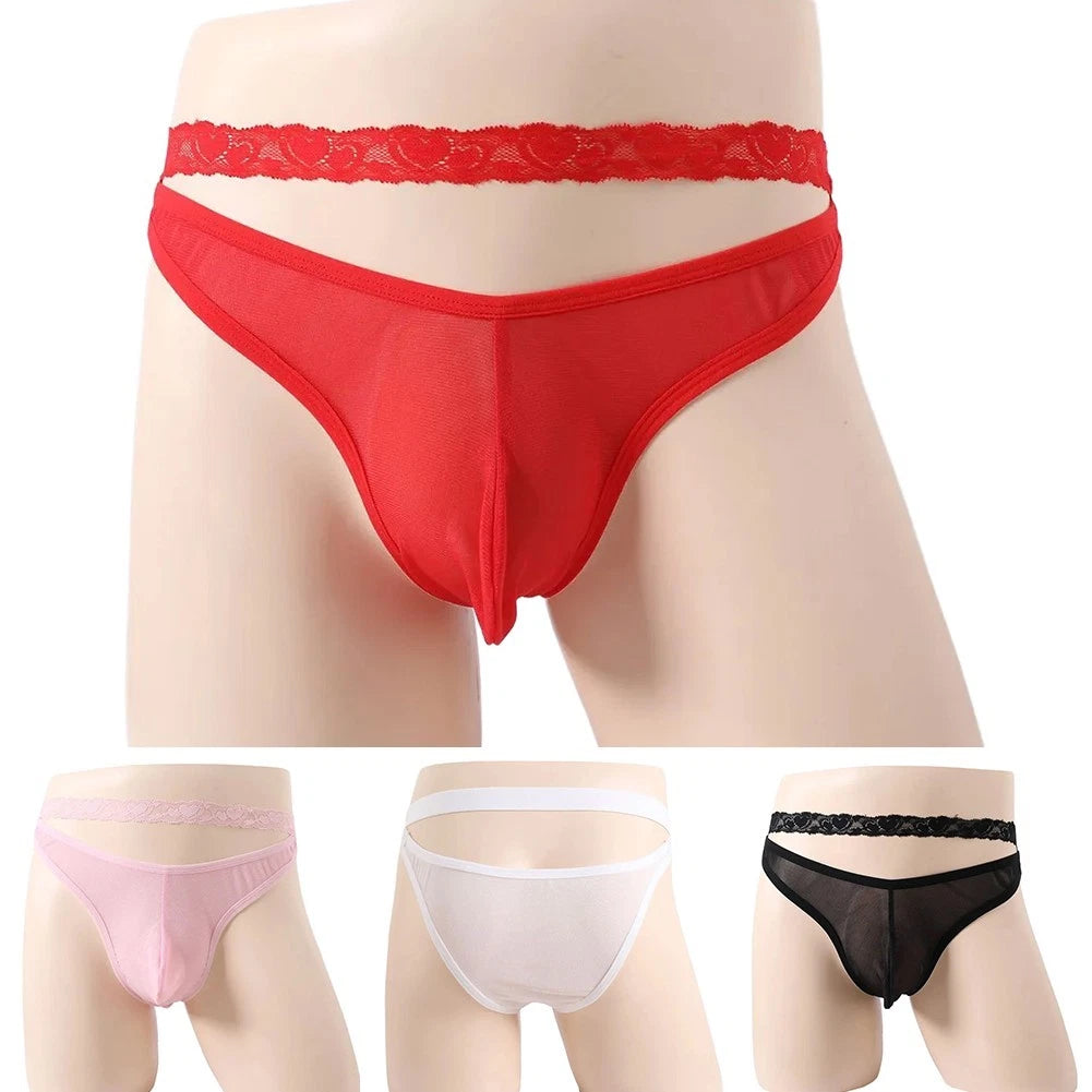 Men's Low Rise Underwear In Lace Mesh Design With U Convex Pouch G