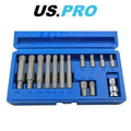 US Pro Tools 14pc 1/2" DR Ribe Socket Bit Set M5 - M14 With Adapter 22