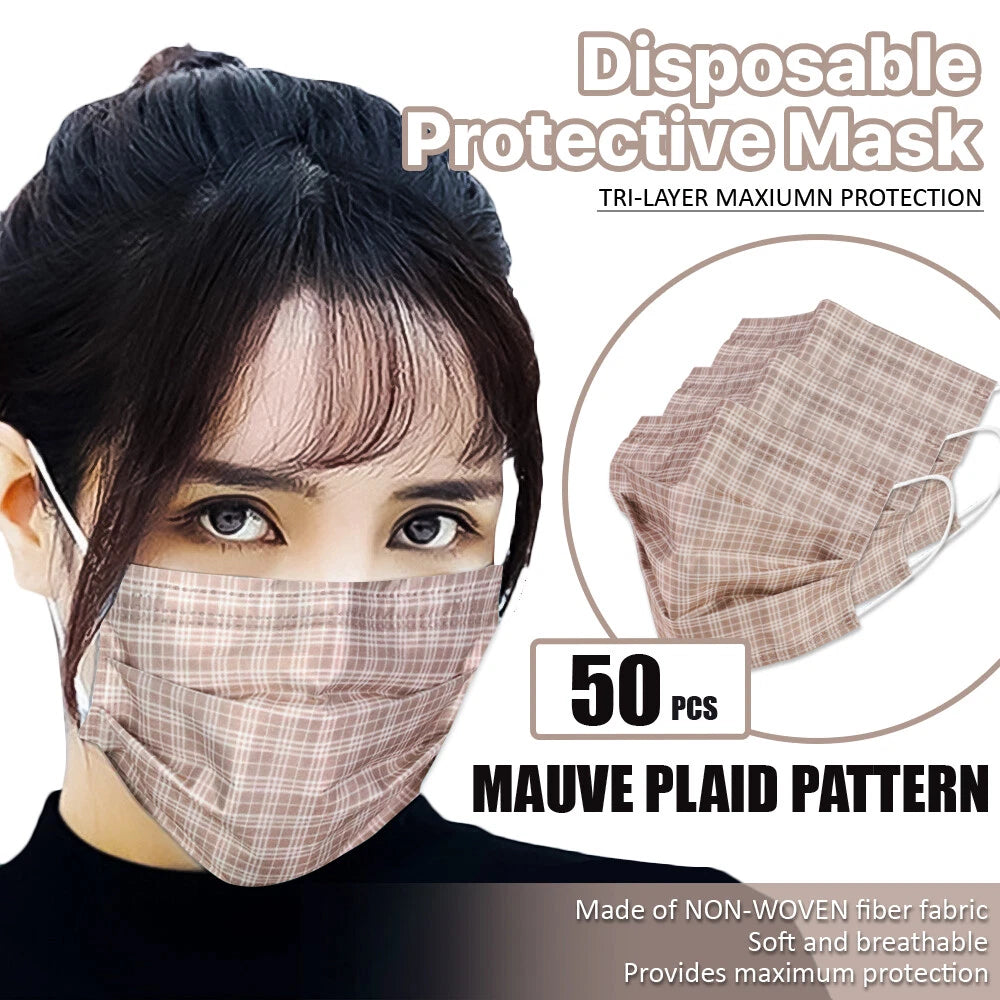 [] 3-ply Stylish Disposable Face Masks Non-medical Surgical Earloop