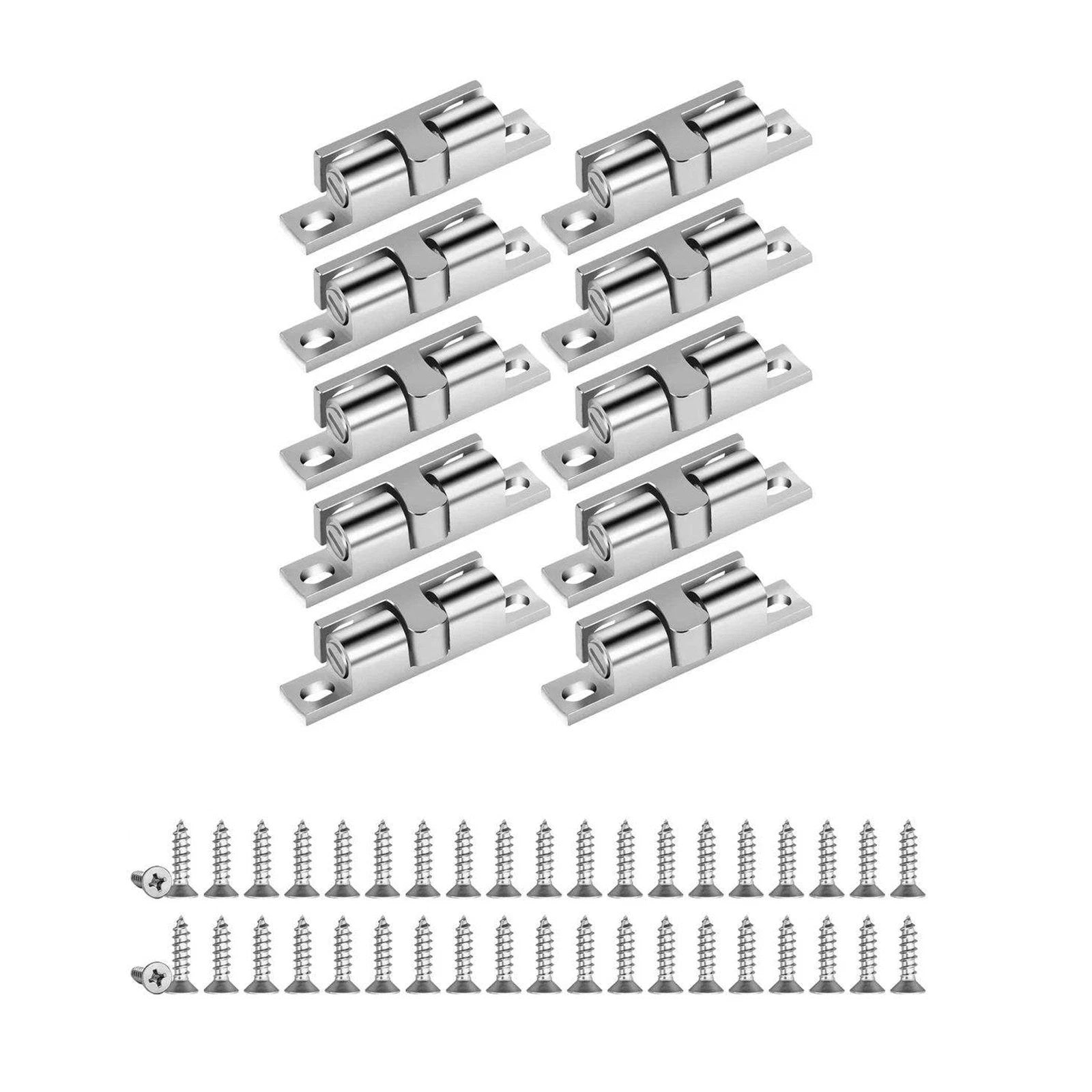 Double Ball Catch Adjustable Latch, Silver For Closet Cabinet