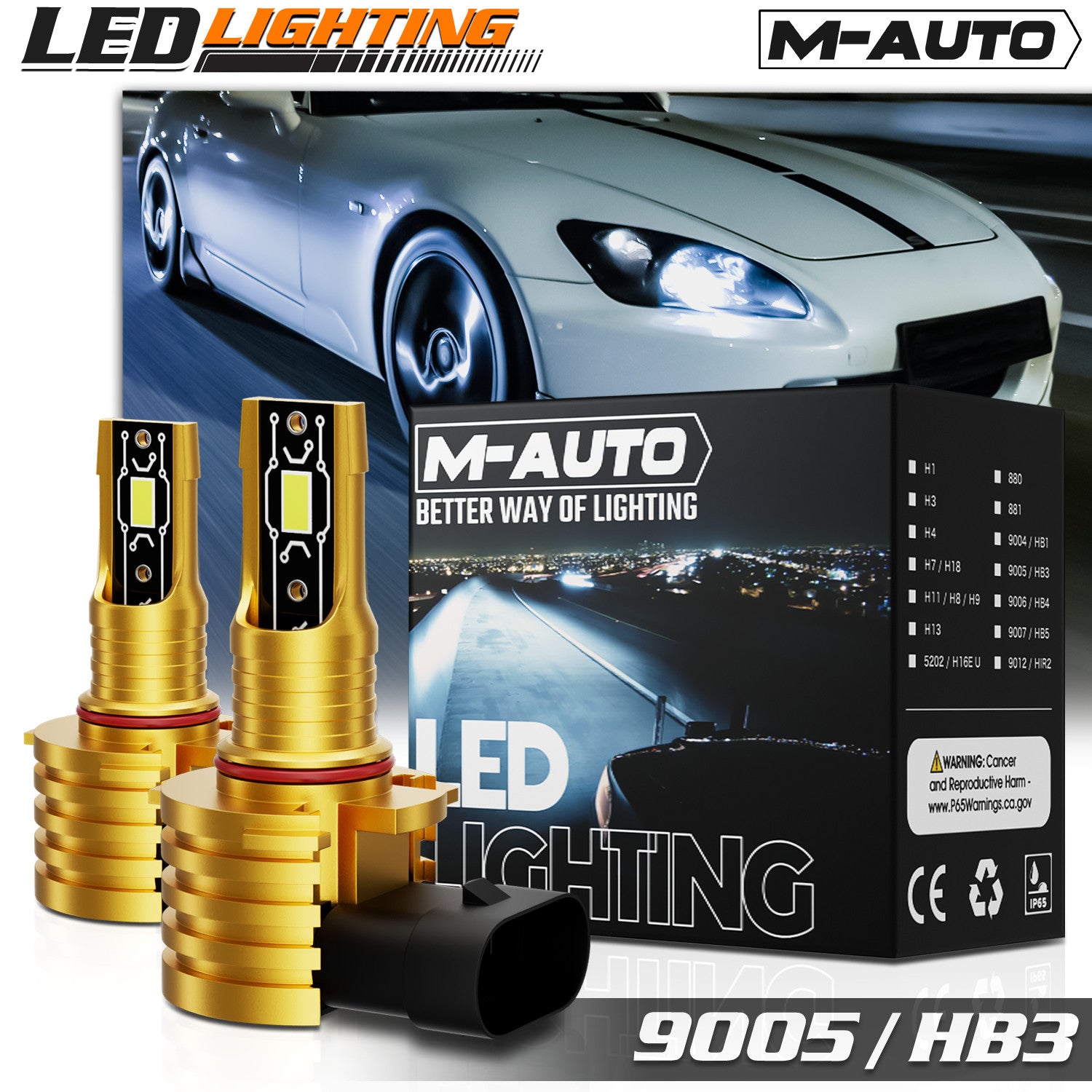 HB3 9005 6500K White LED Headlight Bulb