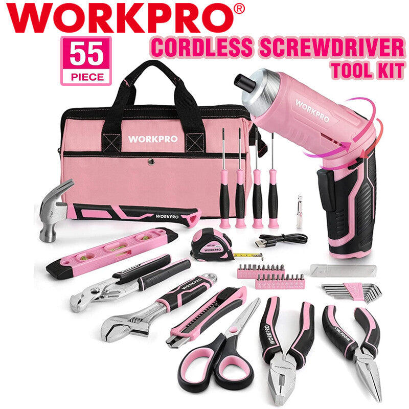 WORKPRO 55-Piece Tool Set Cordless Screwdriver Kit