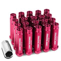 Open End M12x1.5 90mm Tall 25mm Od Pink Aluminum Jdm Lug Nuts+adapter