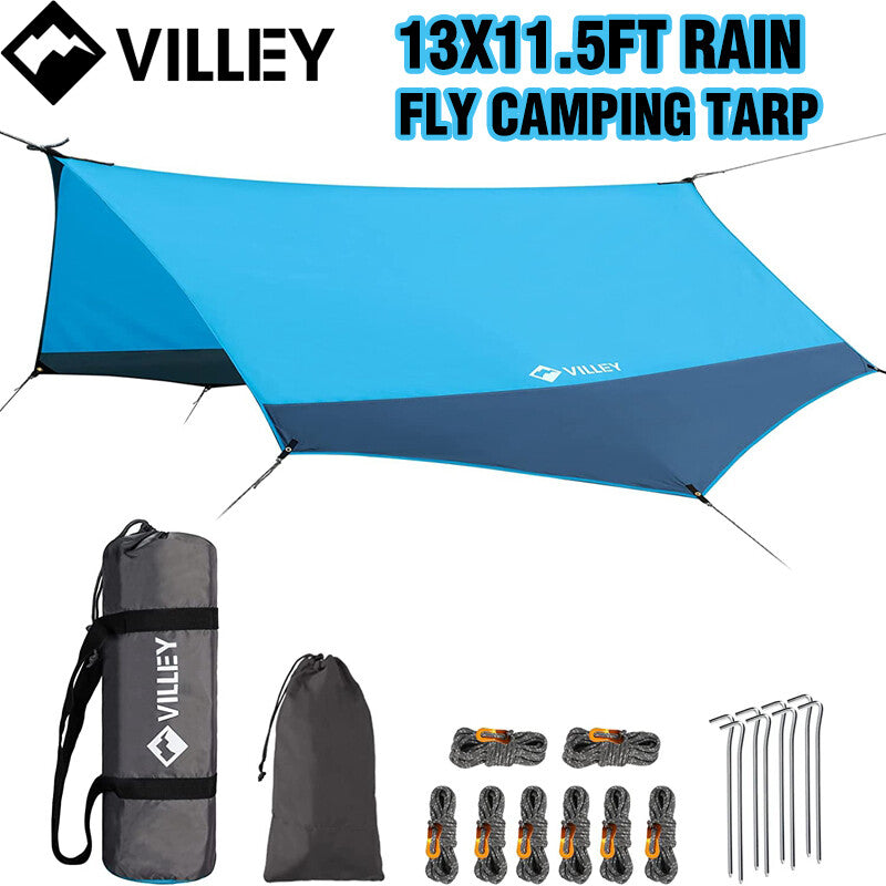 VILLEY Waterproof Camping Tarp 13 x 11.5Ft Hammock Tent Rain Fly