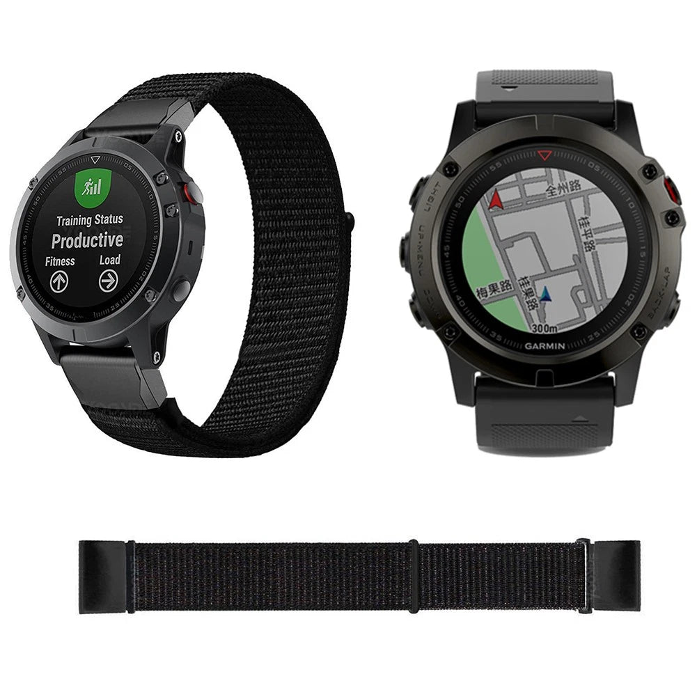 Quick Release Nylon Loop Fastener Watch Band Strap For Garmin Fenix