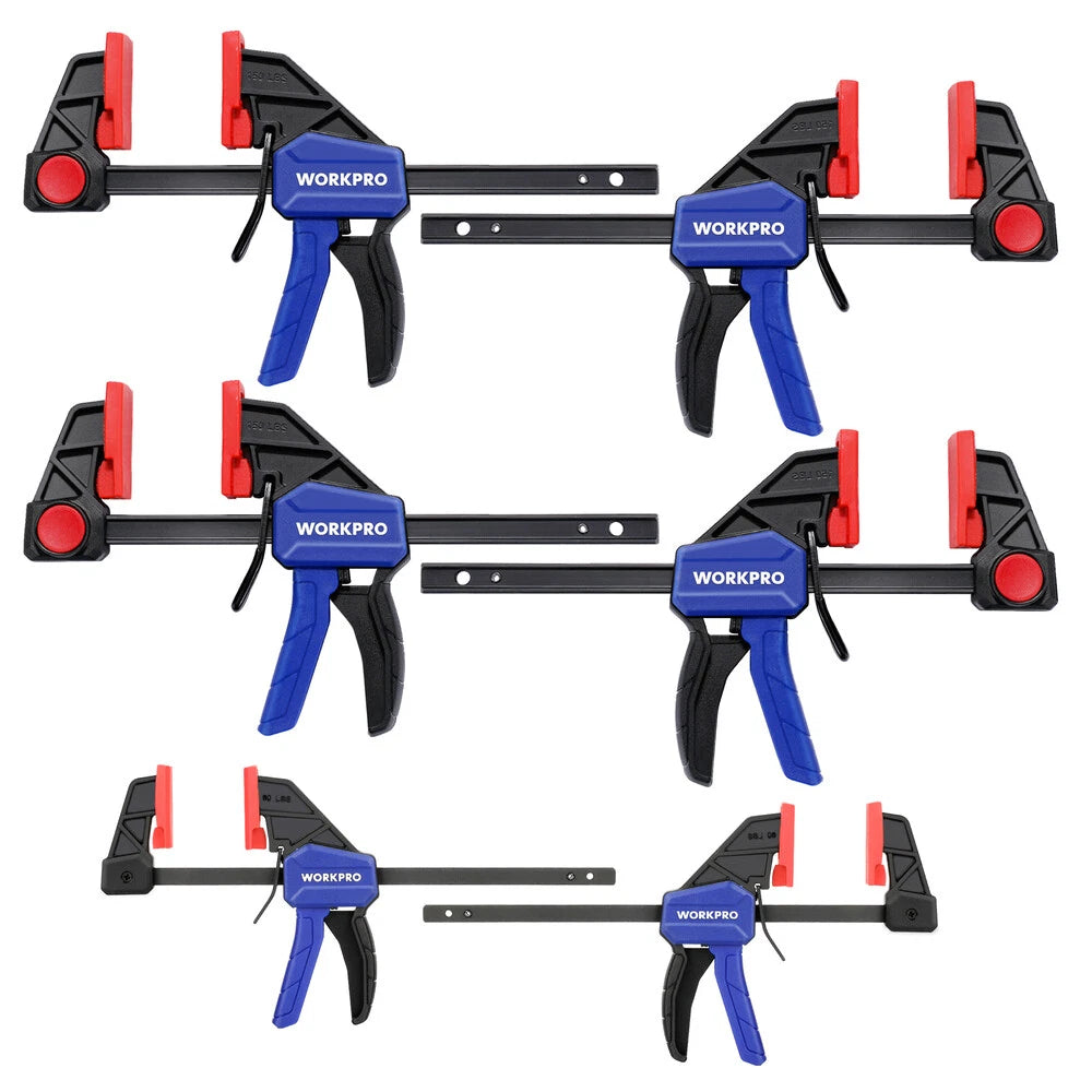 WORKPRO One-Handed Spreader/Bar Clamp 6PCS F Clamp/Light-Du<wbr/>ty Quick-Change Clamp