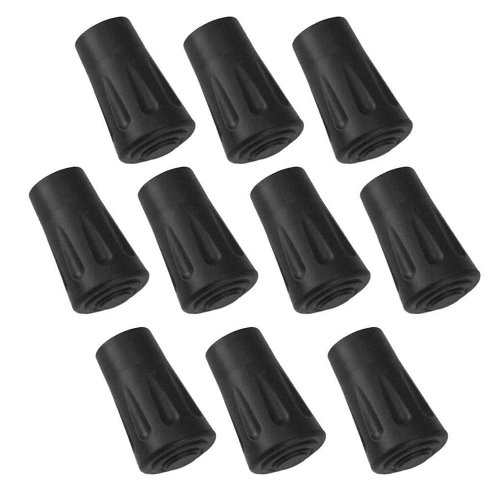 Black Anti Slip Rubber Tips For Trekking Poles Waterproof Lightweight