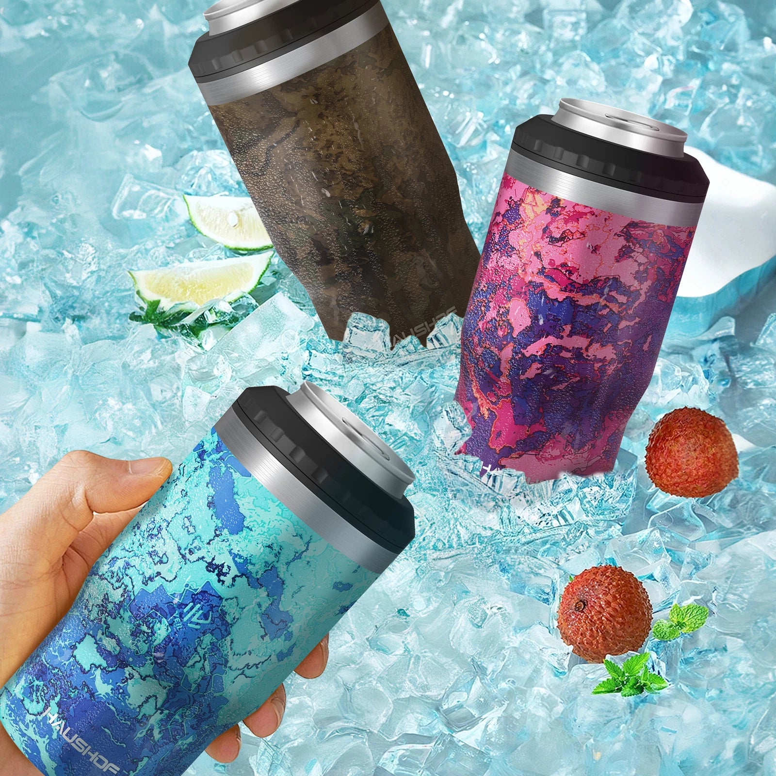HAUSHOF 12OZ Can Cooler Slim Can Cooler 4 in 1 Insulated Can Holder for 12oz Can