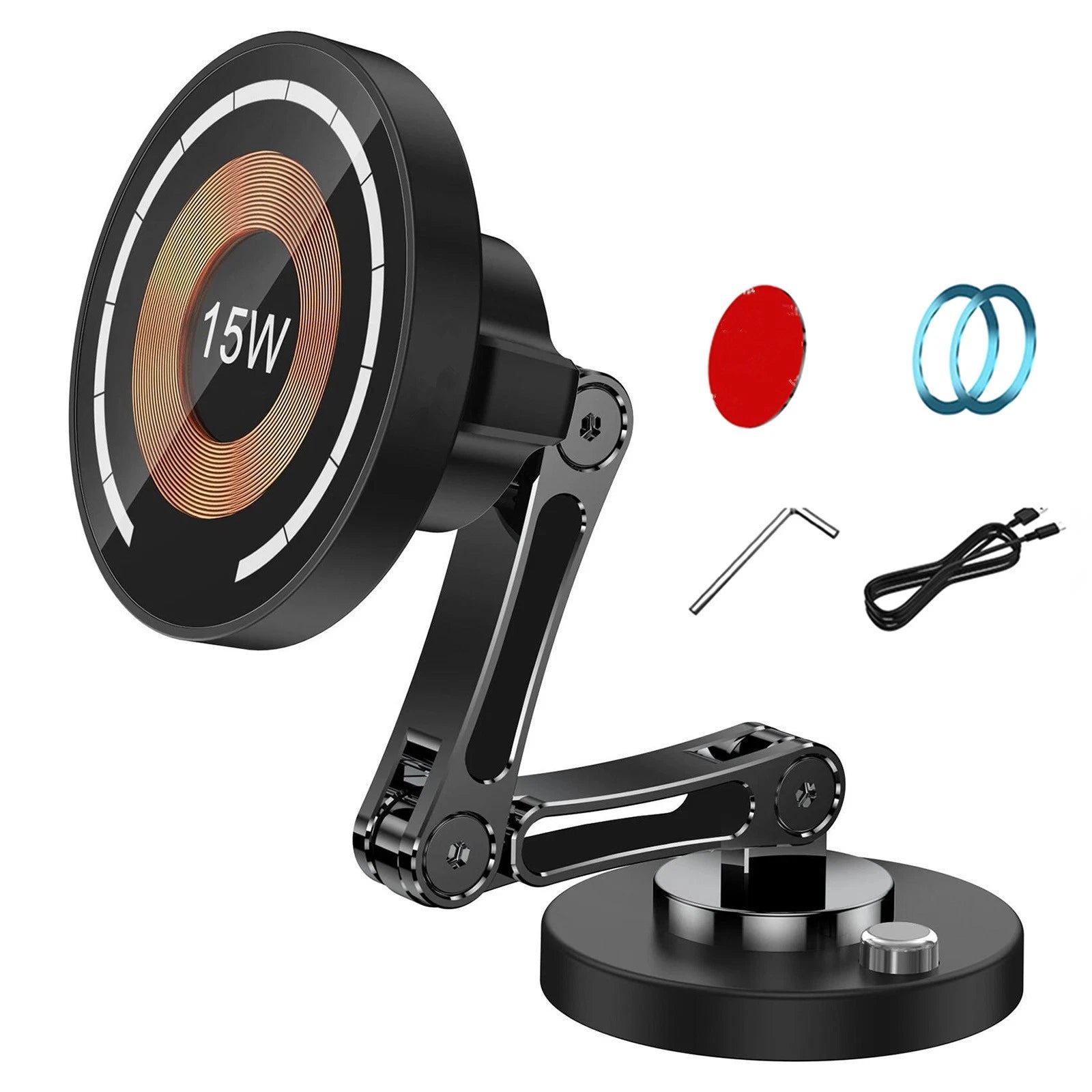 15W Fast Charging Car Mount Phone Holder With Magnetic Attachment For
