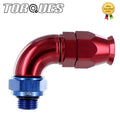 AN-10 (10AN JIC-10) To ORB-8 (3/4" UNF) 90 Degree ULTRAFLOW PTFE Hose