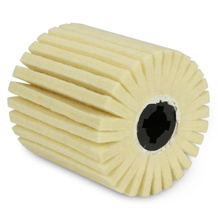 4" x 4" BHA Wool Felt Flap Wheel Buffing and Polishing Drum 3/4" Quad Keyway