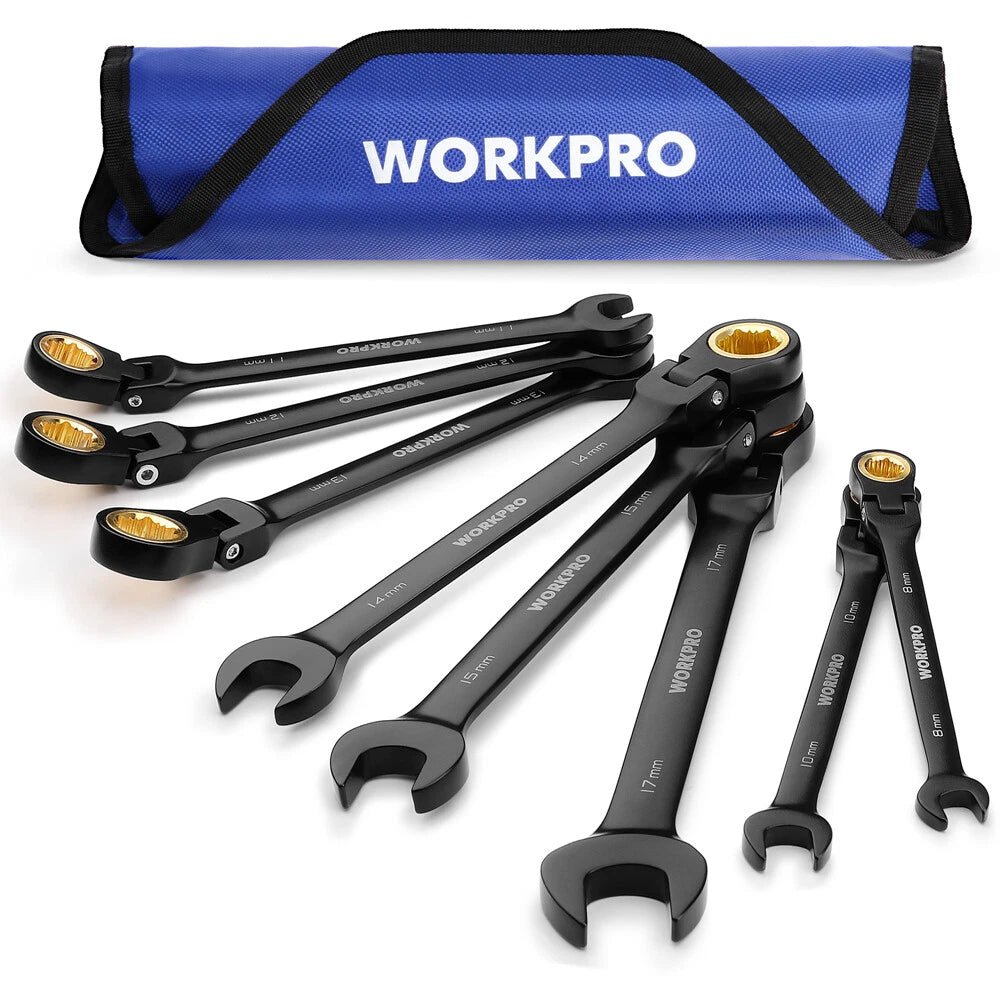 Workpro Ratcheting Combination Wrench Set Flex-head Wrench Set Metric