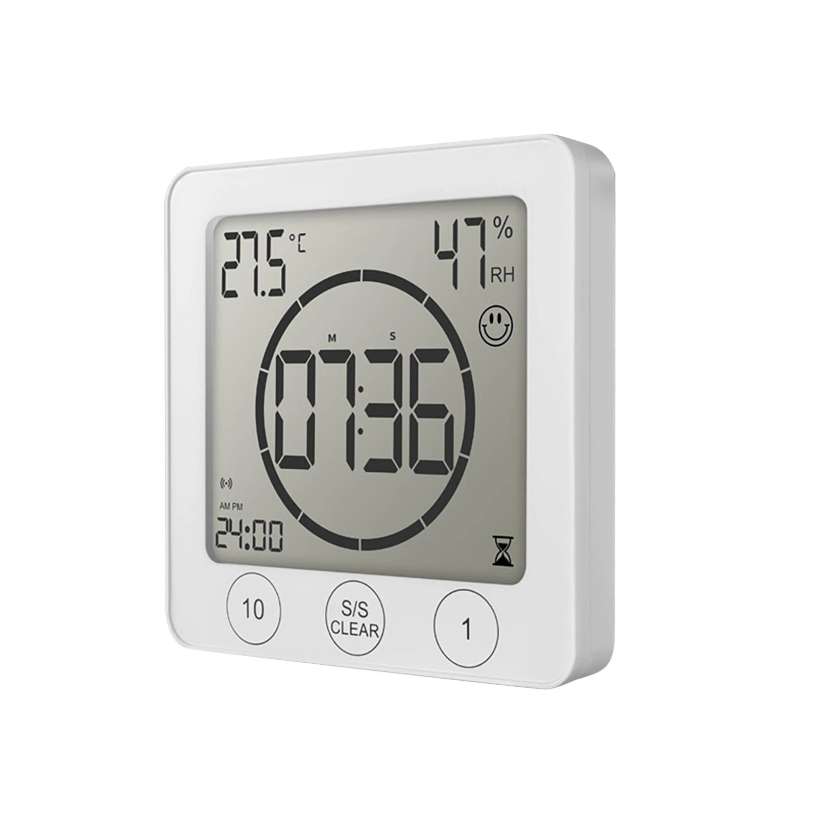 Waterproof Home Shower Bathroom Wall Clock Lcd Digital Display Alarm