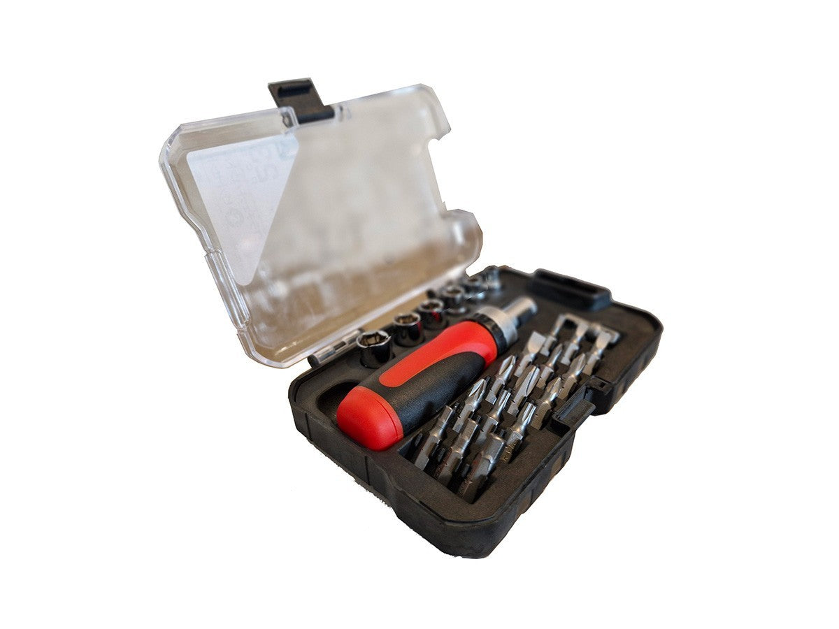 Clearance 23pc 1/4" Dr. Cr-V Socket & Bits Ratchet Screwdriver Handle by Unbranded