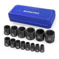 WORKPRO 1/2” Drive Shallow Impact Socket Set SAE Cr-V Steel by WORKPRO