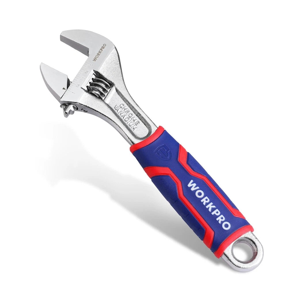 Workpro 8-in Adjustable Wrench Wide Jaw Opening Wrench Metric/sae