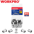 WORKPRO 50PC Rivet Nuts 1/4"-20 Flat Head Threaded Insert Stainless