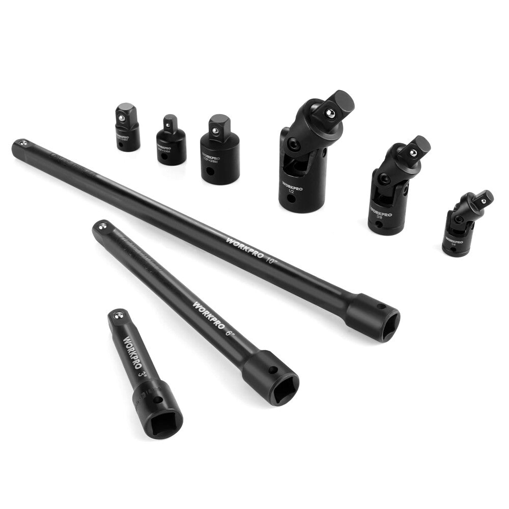 WORKPRO 9PCS Socket Accessory Set 1/4" 3/8" 1/2" Socket Joint Adapter