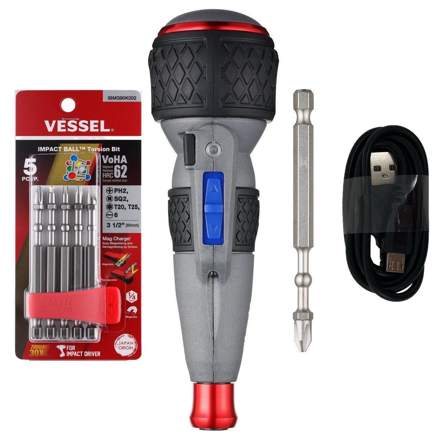 Vessel Cordless Electric Screwdriver with 5pc Bit Set