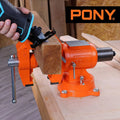 PONY Heavy Duty Bench Vises 360° Swivel Base With Anvil Utility Combination Vise