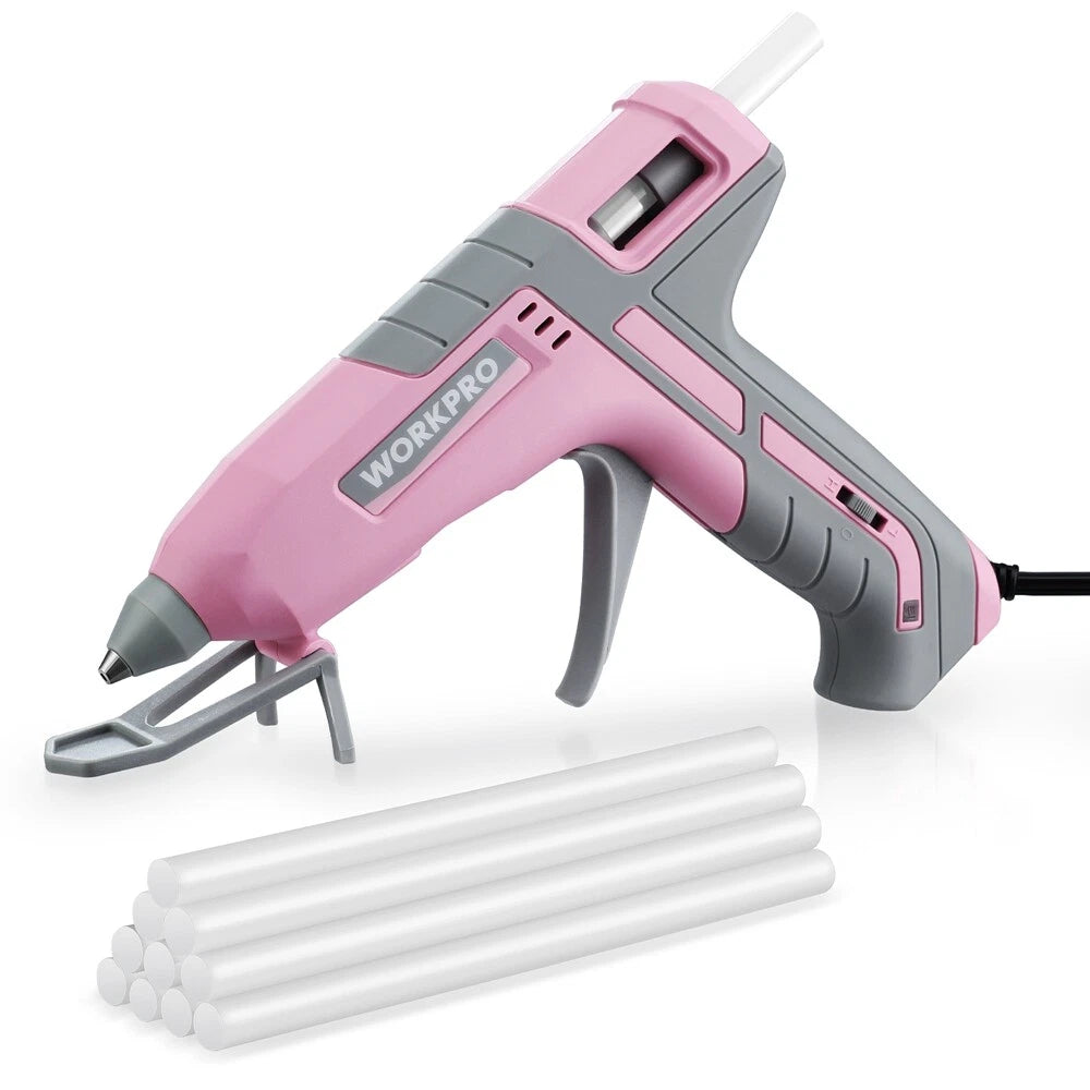 WORKPRO 60/100W Hot Glue Gun Full Size Dual Temp Glue Gun 10PC Glue Sticks 7/16"