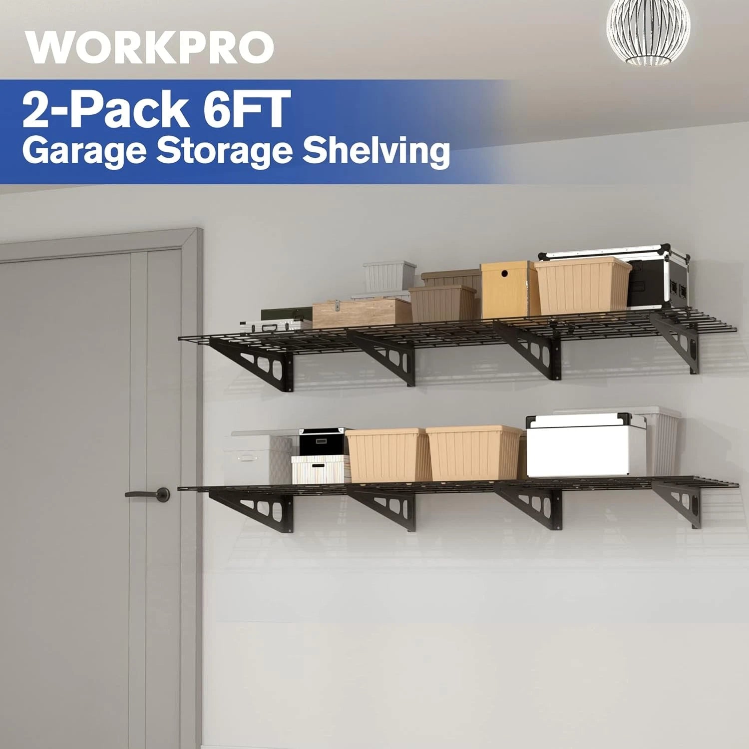 Workpro 2-packs Heavy Duty Garage Wall Shelving Wall Mounted Metal