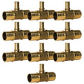 10 Pack XFITTING 1" X 1" X 1/2" Pex B Tee Brass Crimp F