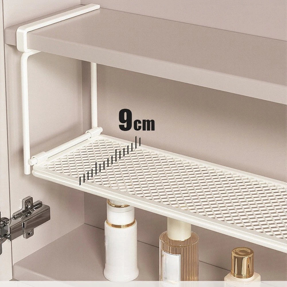 White Scalable Rack For Mirror Cabinet For Bathroom Vanity Storage