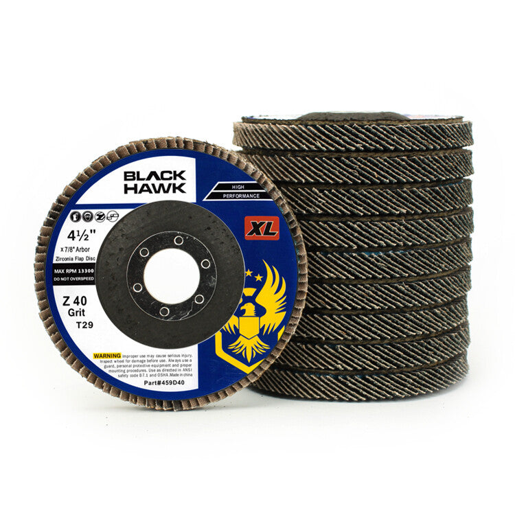 100 Pack 4.5" x 7/8" XL 40 Grit High Density Flap Discs Jumbo Grinding