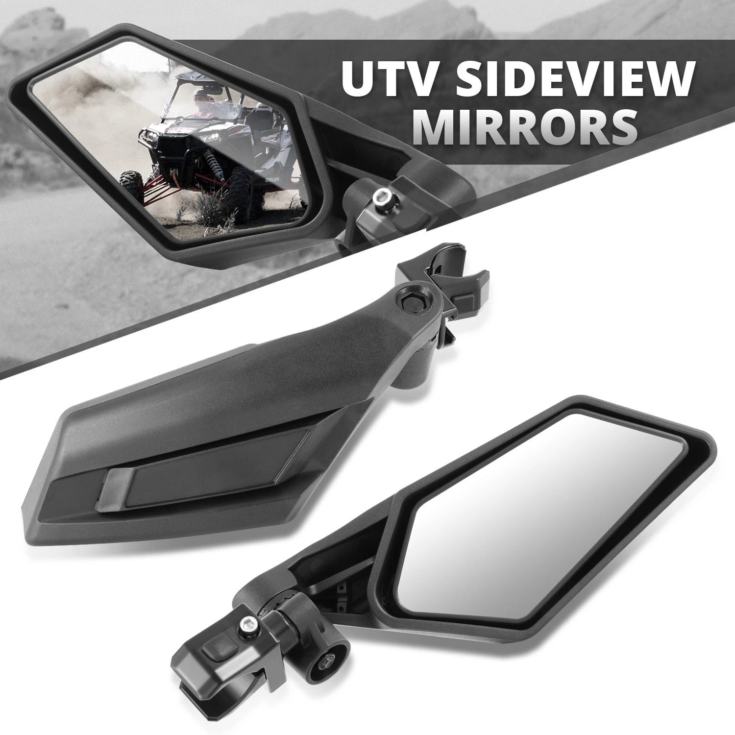 Fit Universal Utv Adjustable Bracket Convex Side View Mirror Roll