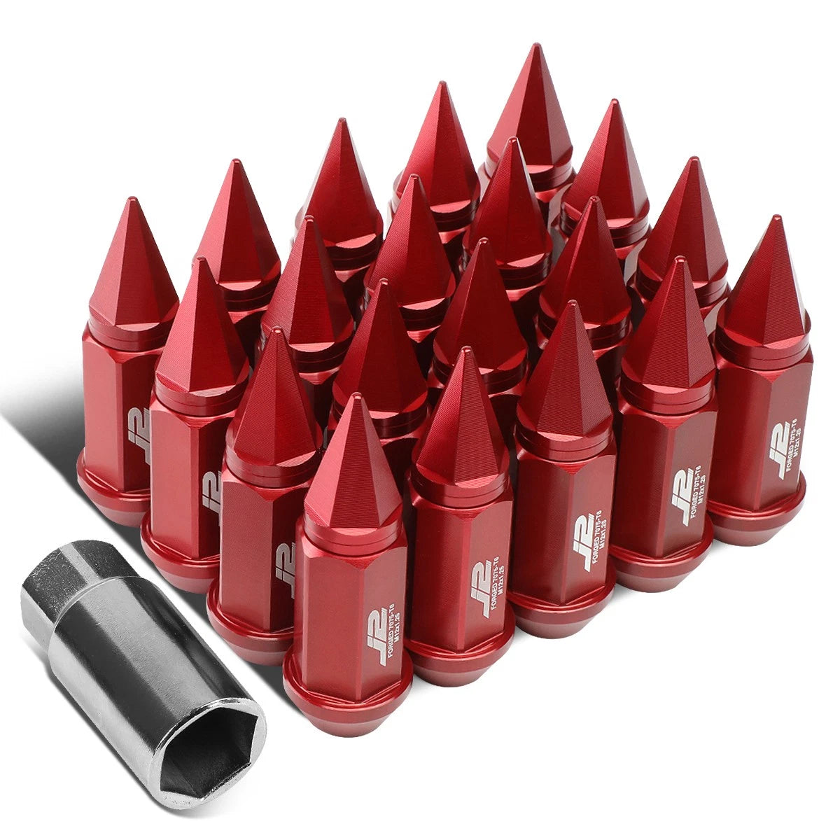 J2 7075 Forged Aluminum M12x1.25 7.5cm Spiky Cap Lug Nuts W/adapter
