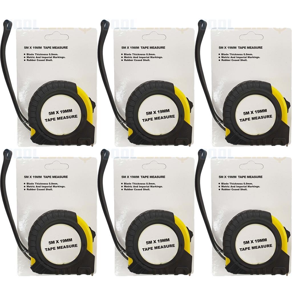Toolzone 1pc 3pc 6pc Tape Measure Imperial Metric Scale Easy Lock 5m x 19mmOpens