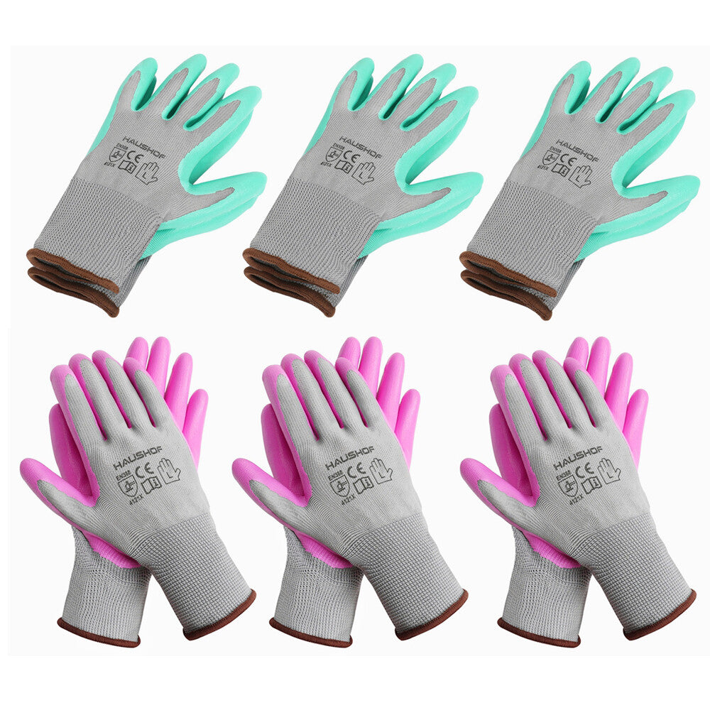 6 Pairs Gardening Gloves Mens Womens Nitrile Coated Digging Planting
