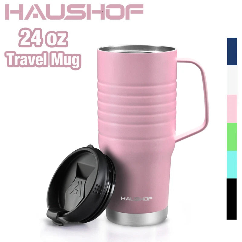 HAUSHOF 24oz Vacuum Insulated Travel Mug Travel Water Mug Double Wall Travel Mug