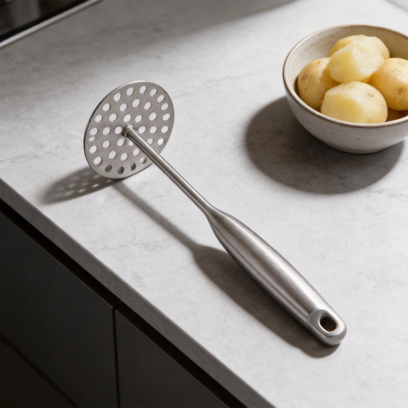 Ergonomic Handle Potato Masher Stainless Steel With Hanging Storage