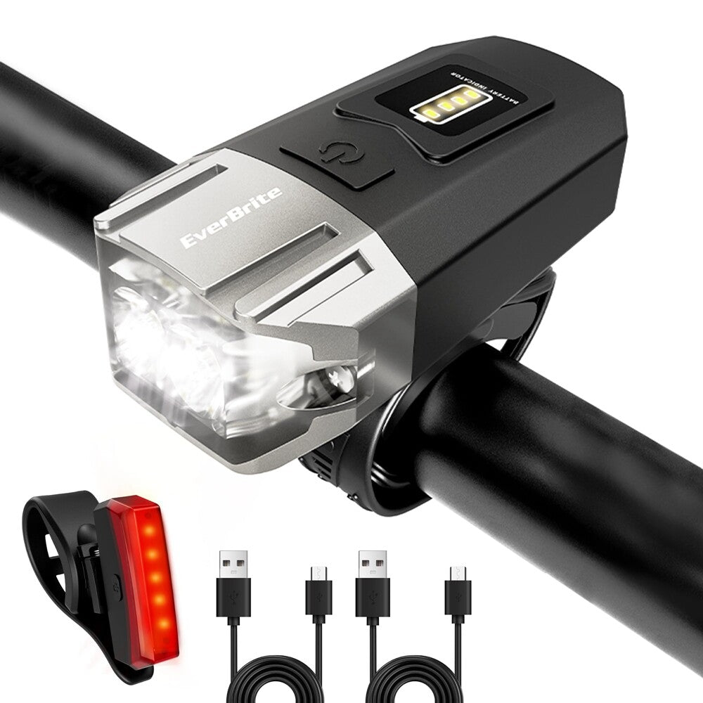 EverBrite Bike Lights Rechargeable Bicycle Light Front & Rear 5+4