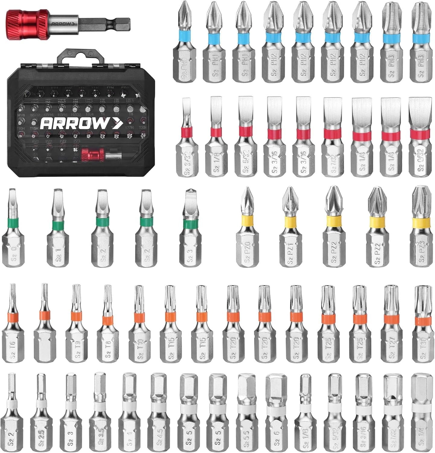 ARROW 59PC 1/4 Screwdriver Bit Set S2 Steel by ARROW