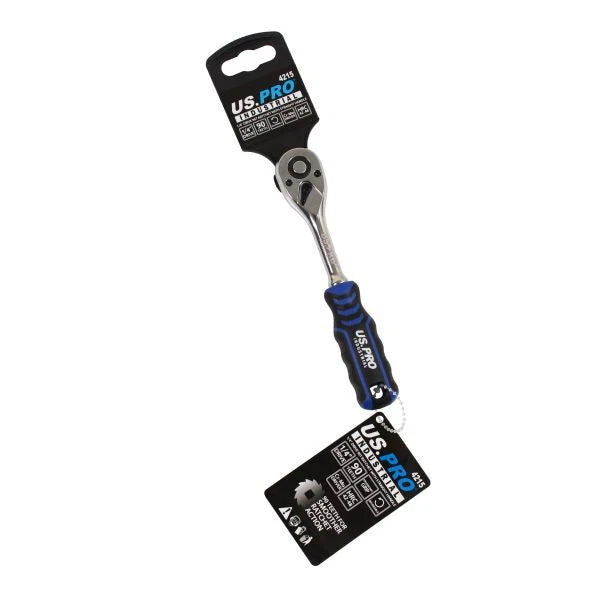 Us Pro 1/4" Drive 90t Industrial Ratchet — Straight Handle Quick