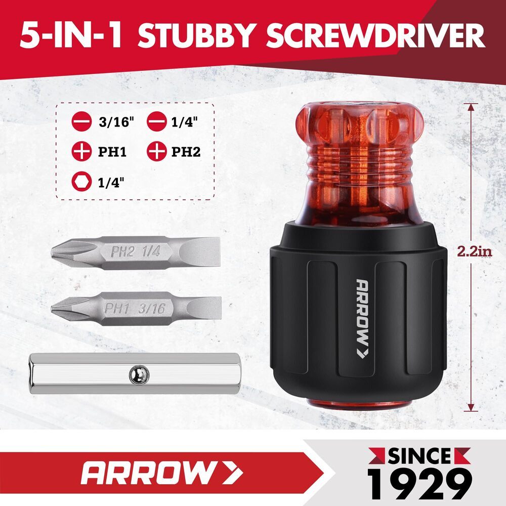 ARROW 5-in-1 Stubby Screwdriver by ARROW