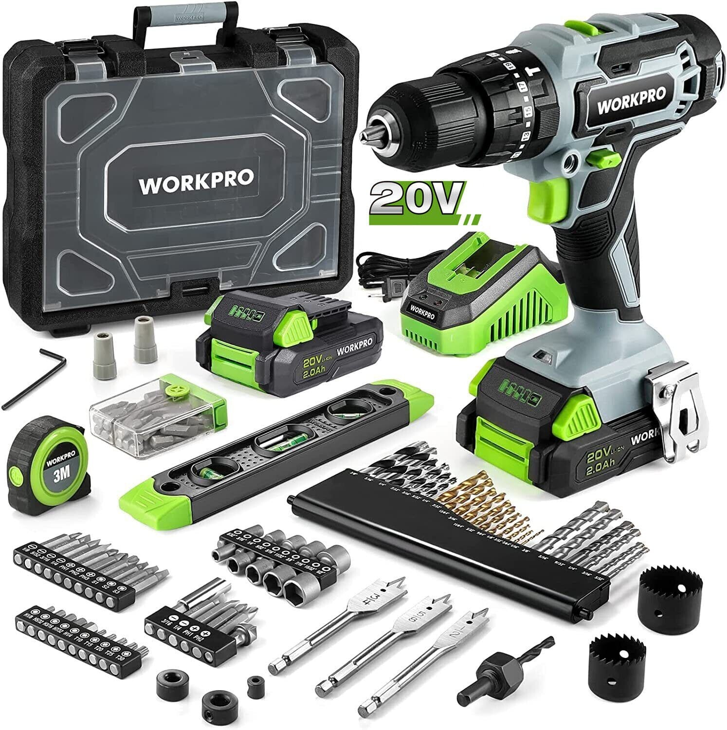 WORKPRO 20V Max Cordless Drill Driver Set by WORKPRO