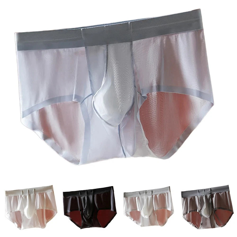Men's Ice Silk Comfortable Briefs With Seamless Design And Bulge Pouch