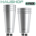 HAUSHOF 4 Pack 20 oz/16 oz Pint Cup Stainless Steel Cup Stackable