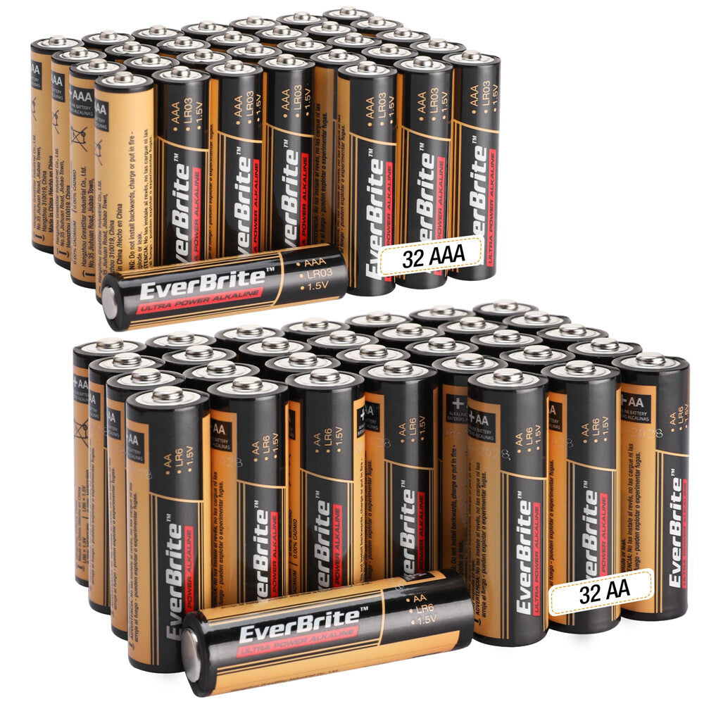 EverBrite 64PCS Alkaline Battery Pack by EverBrite