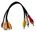 30cm 3 Rca Male Jack To 6 Rca Female Plug Splitter Audio Video Av