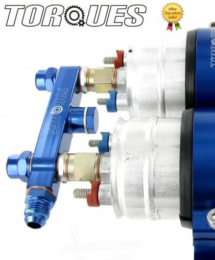 Twin Fuel Pump Billet Aluminium Assembly Outlet Manifold Fits Bosch
