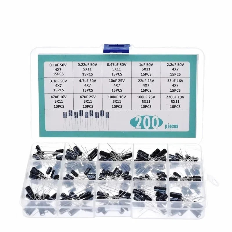 Electrolytic Capacitor Assortment Kit 0.1uf - 220uf | Built Supply Co