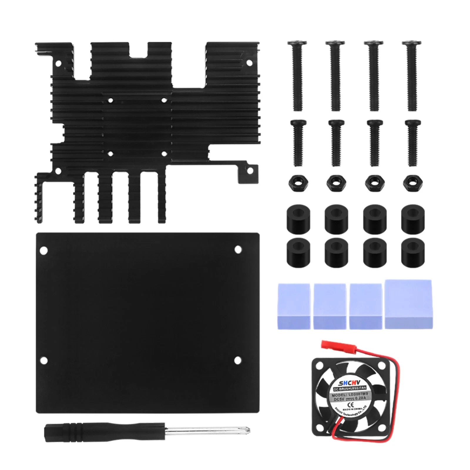 Aluminum Alloy Housing Case With Cooling Fan & Heatsinks For Orange