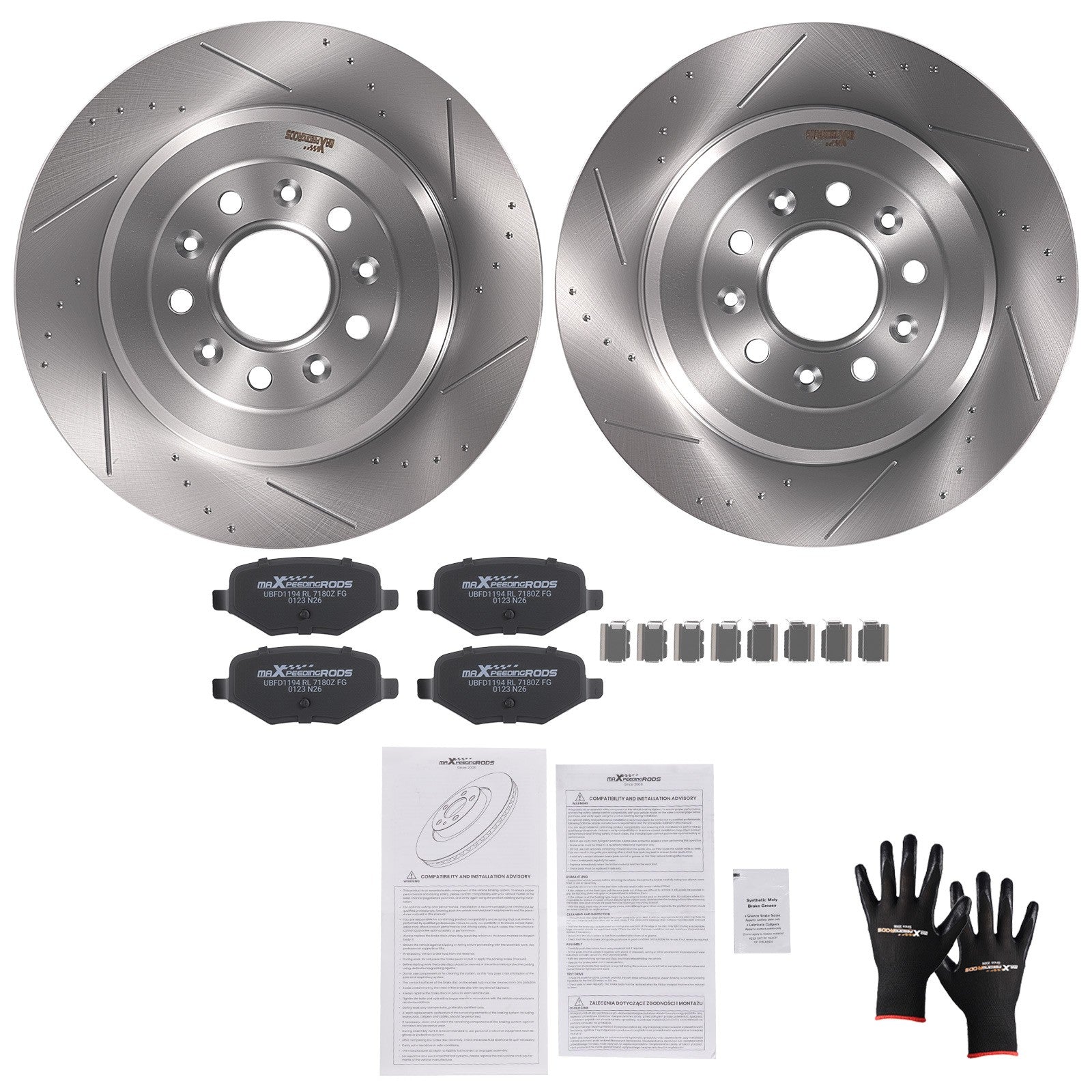 Rear Disc Brake Rotors Ceramic Pads for Lincoln MKS 2009-2012 MKT
