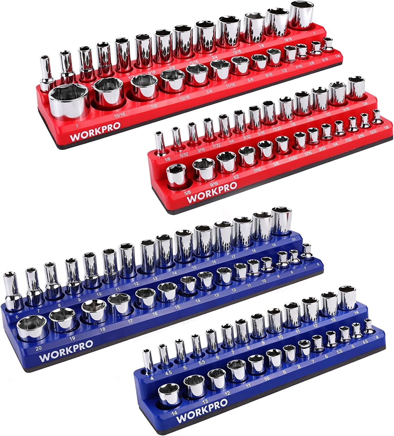 WORKPRO Magnetic Socket Organizer Set 4-Piece by WORKPRO