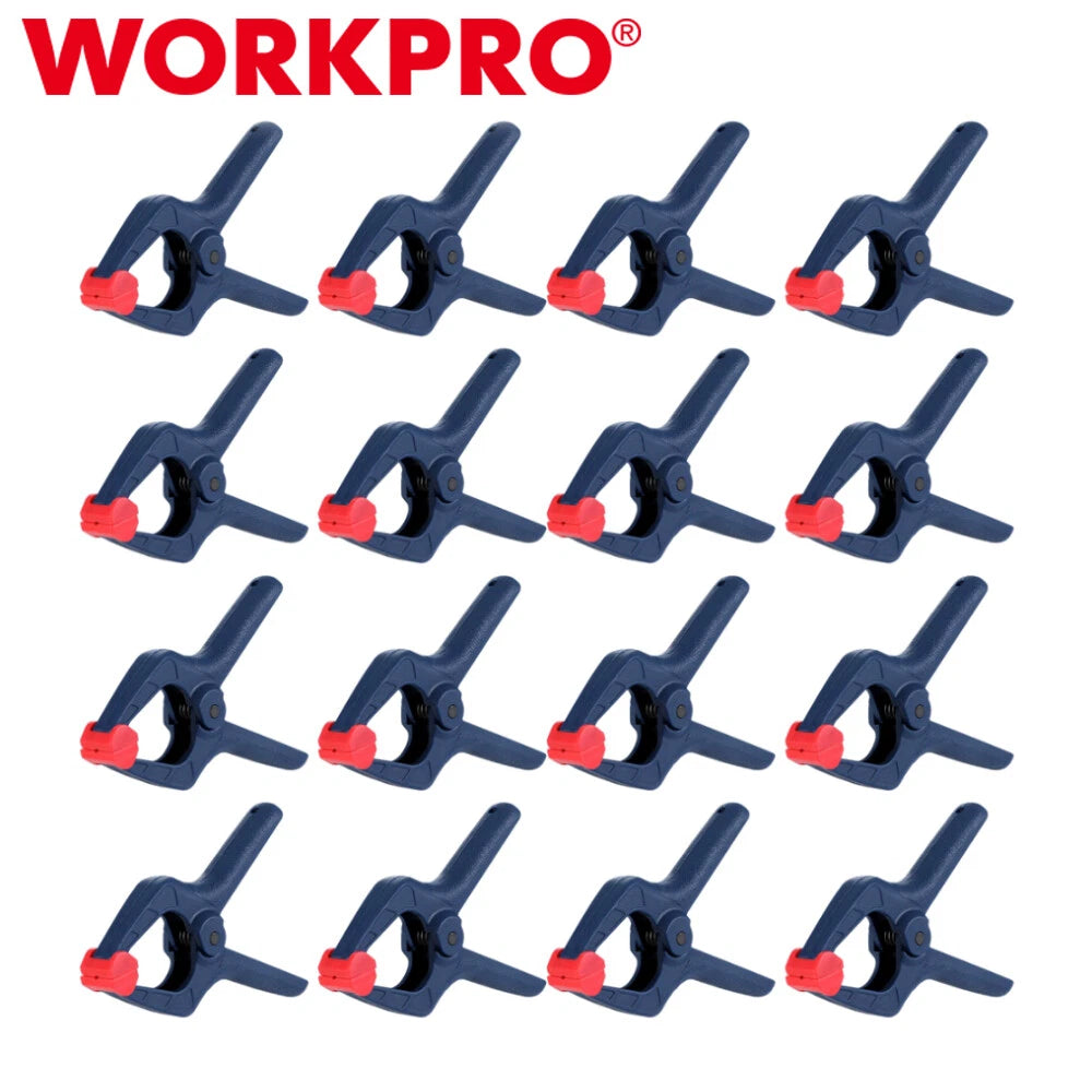 WORKPRO 16PC Spring Clamp Set 3-3/8" Nylon Spring Clamp with Adjustable Jaw Pads
